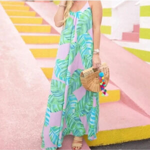 Buddy Love Floral Lightweight Spaghetti Strap Hawaiian Beachy Maxi Dress